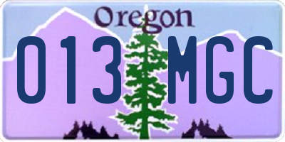 OR license plate 013MGC