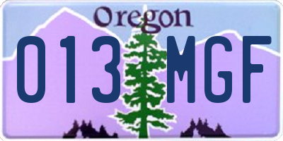 OR license plate 013MGF