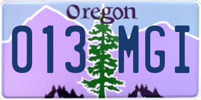 OR license plate 013MGI