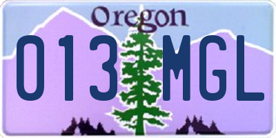 OR license plate 013MGL