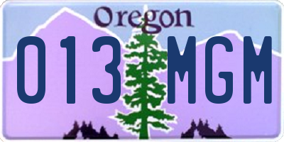 OR license plate 013MGM
