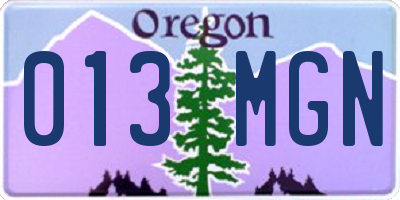 OR license plate 013MGN