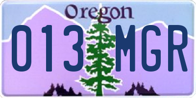 OR license plate 013MGR