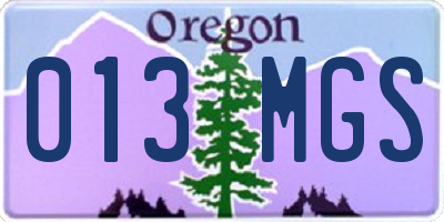 OR license plate 013MGS