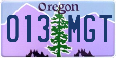 OR license plate 013MGT