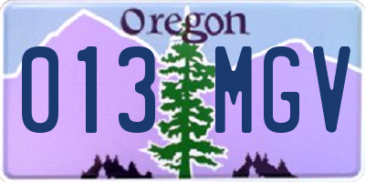 OR license plate 013MGV