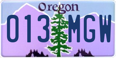 OR license plate 013MGW