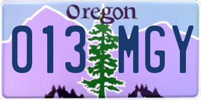 OR license plate 013MGY