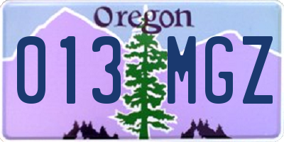 OR license plate 013MGZ