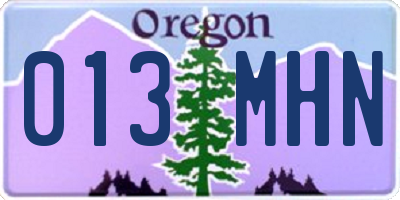 OR license plate 013MHN
