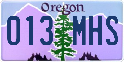 OR license plate 013MHS
