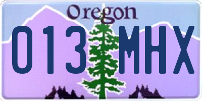 OR license plate 013MHX