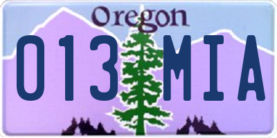 OR license plate 013MIA