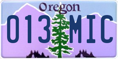 OR license plate 013MIC