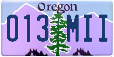 OR license plate 013MII