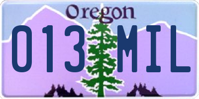 OR license plate 013MIL