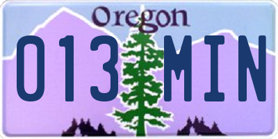 OR license plate 013MIN