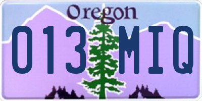 OR license plate 013MIQ