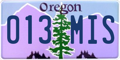 OR license plate 013MIS