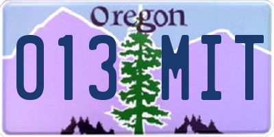 OR license plate 013MIT