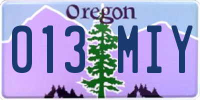 OR license plate 013MIY