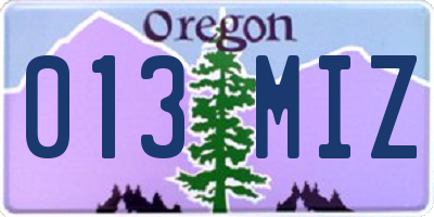 OR license plate 013MIZ