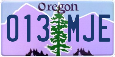OR license plate 013MJE