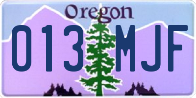 OR license plate 013MJF