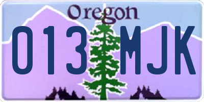 OR license plate 013MJK