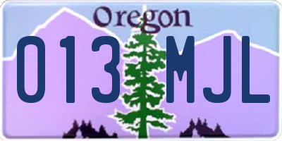 OR license plate 013MJL