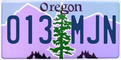 OR license plate 013MJN