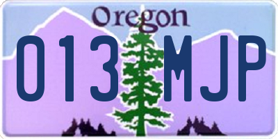 OR license plate 013MJP