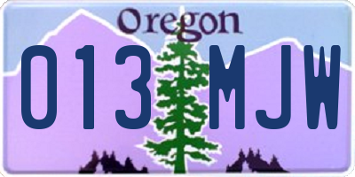 OR license plate 013MJW