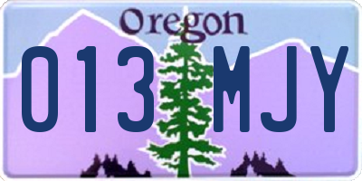 OR license plate 013MJY