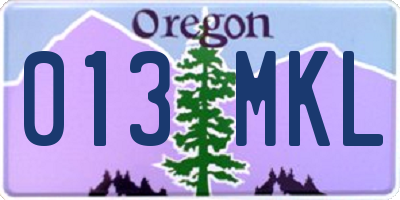 OR license plate 013MKL