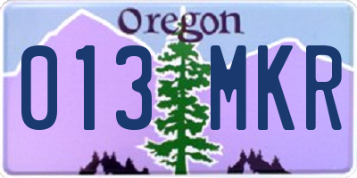 OR license plate 013MKR