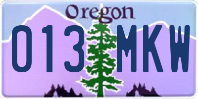 OR license plate 013MKW