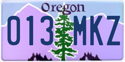 OR license plate 013MKZ