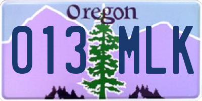 OR license plate 013MLK
