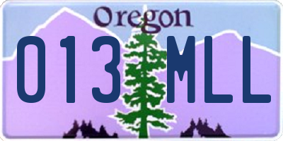 OR license plate 013MLL