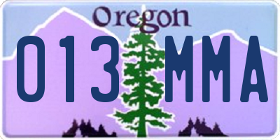 OR license plate 013MMA