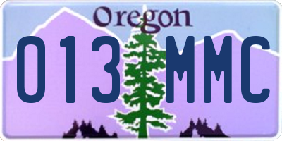 OR license plate 013MMC