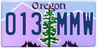 OR license plate 013MMW