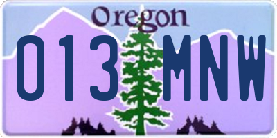 OR license plate 013MNW