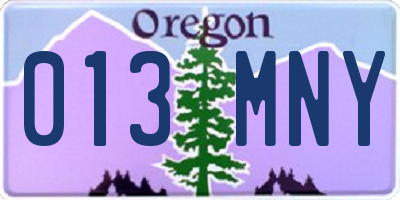 OR license plate 013MNY