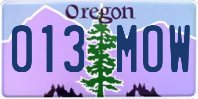 OR license plate 013MOW