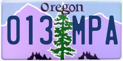 OR license plate 013MPA