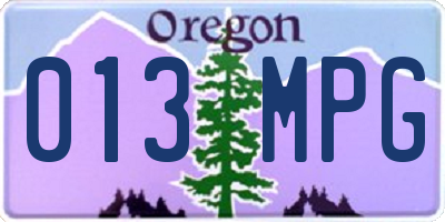 OR license plate 013MPG