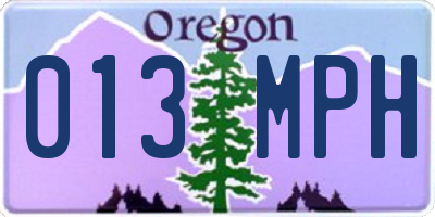 OR license plate 013MPH