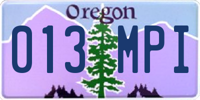 OR license plate 013MPI